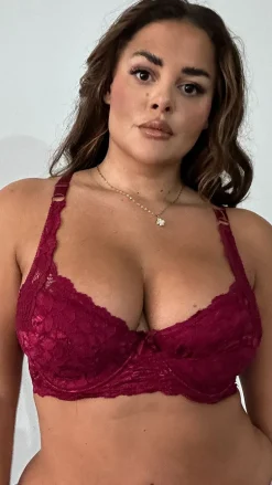 All Over Lace Bra Wine