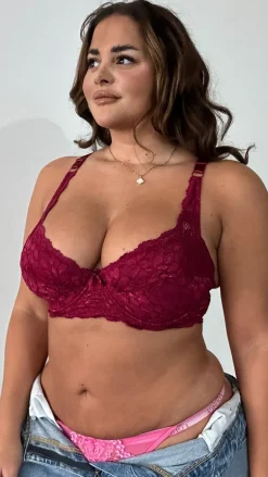 All Over Lace Bra Wine
