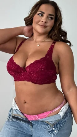 All Over Lace Bra Wine