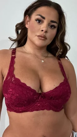 All Over Lace Bra Wine