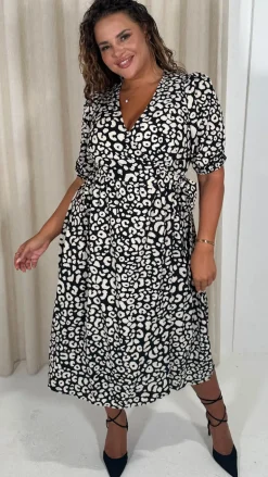Animal Wrap Dress Black/White