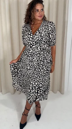 Animal Wrap Dress Black/White