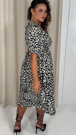 Animal Wrap Dress Black/White