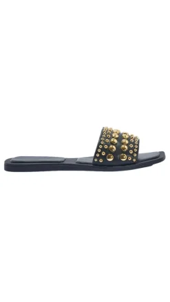 Clear Studded Mule Sandal Black