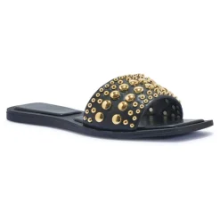 Clear Studded Mule Sandal Black