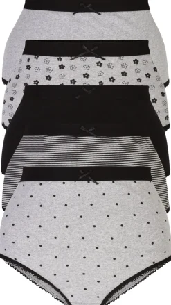 CurveWow 5 Pack Full Cotton Brief Black & Grey