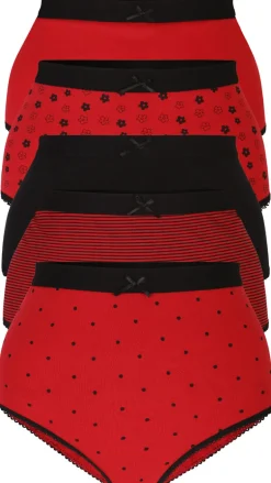 CurveWow 5 Pack Full Cotton Brief Black & Red