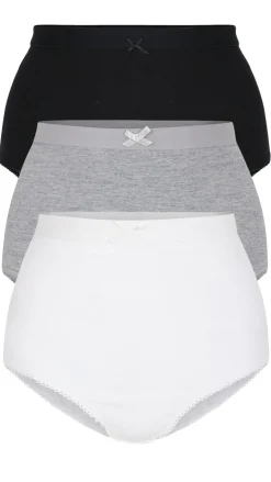 CurveWow 3 Pack Mixed Full Cotton Brief Black/Grey/White