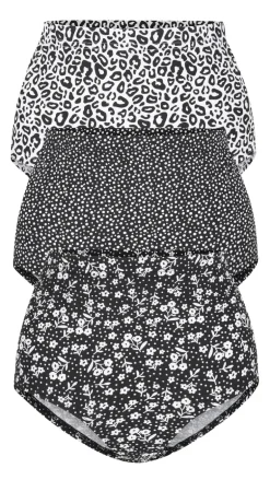 CurveWow 3 Pack Printed Briefs Black Print