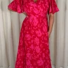 CurveWow Angel Sleeve Wrap Dress Red/Pink