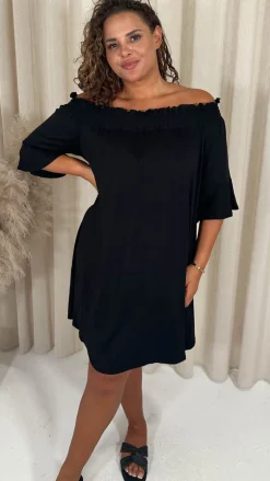 CurveWow Bardot Sundress Mini Black