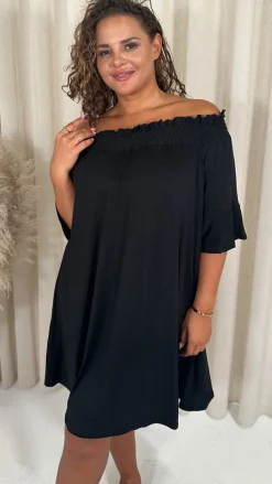 CurveWow Bardot Sundress Mini Black