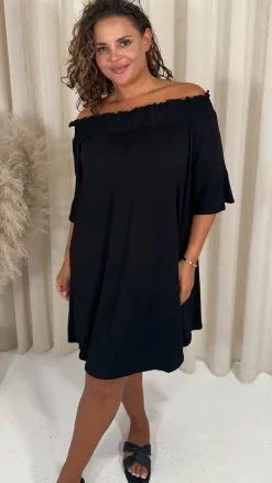 CurveWow Bardot Sundress Mini Black