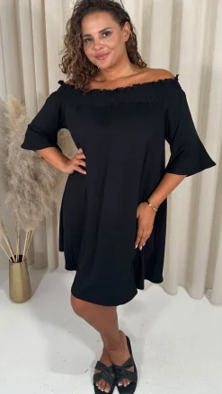 CurveWow Bardot Sundress Mini Black