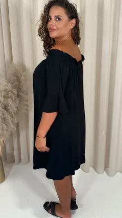 CurveWow Bardot Sundress Mini Black