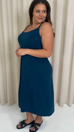 CurveWow Basic Midi Dress Teal