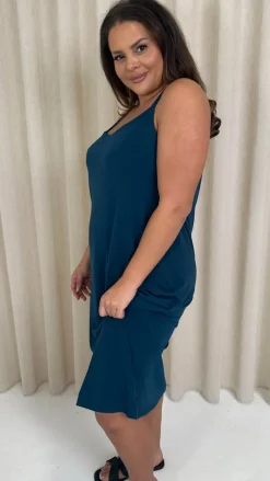 CurveWow Basic Midi Dress Teal