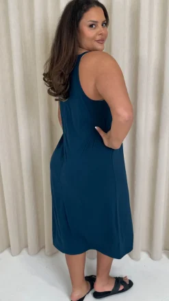 CurveWow Basic Midi Dress Teal