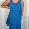 CurveWow Basic Sundress Plain Cobalt Blue