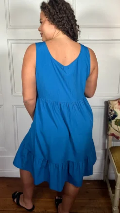 CurveWow Basic Sundress Plain Cobalt Blue