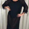 CurveWow Beach Cold Shoulder Maxi Dress Black