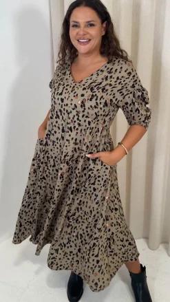 CurveWow Bow Back Dress Animal