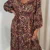 CurveWow Button Front Dress Leopard