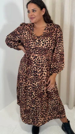 CurveWow Button Front Dress Leopard
