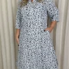 CurveWow Button Front Midi Shift Dress Mono Spot