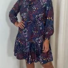 CurveWow Button Front Mini Dress Patchwork Floral