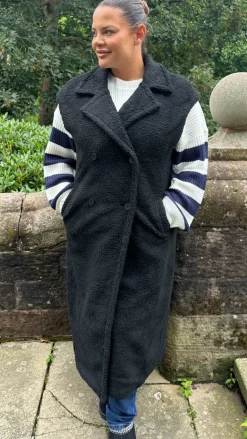 CurveWow Button Front Teddy Gilet Black