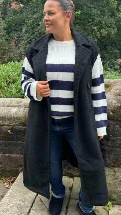 CurveWow Button Front Teddy Gilet Black