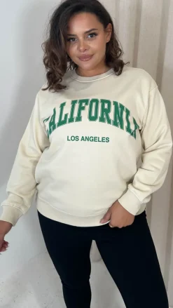 CurveWow 'California' Slogan Sweater Oatmeal