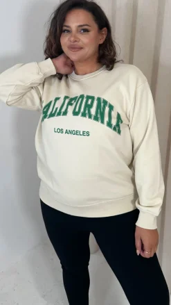 CurveWow 'California' Slogan Sweater Oatmeal