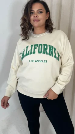 CurveWow 'California' Slogan Sweater Oatmeal