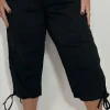 CurveWow Cargo 3/4 Drawcord Trousers Black