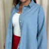 CurveWow Chambray Shirt Lightwash