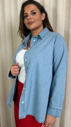 CurveWow Chambray Shirt Lightwash