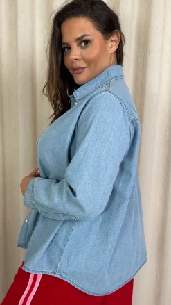 CurveWow Chambray Shirt Lightwash
