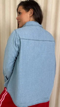 CurveWow Chambray Shirt Lightwash