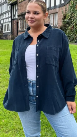 CurveWow Cord Shirt Navy