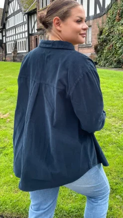 CurveWow Cord Shirt Navy