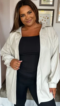 CurveWow Croc Shacket Cream