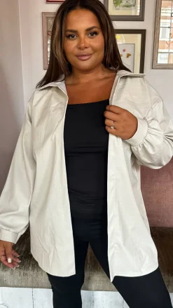 CurveWow Croc Shacket Cream