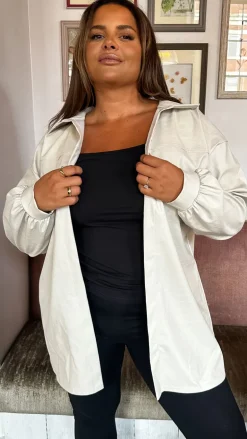 CurveWow Croc Shacket Cream