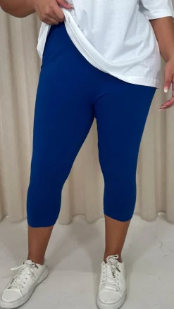 CurveWow Cropped Basic Leggings Blue