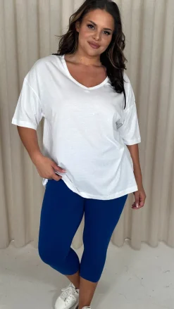 CurveWow Cropped Basic Leggings Blue