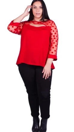 CurveWow Cut-Out Tunic Red