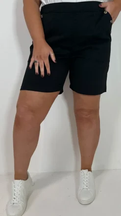 CurveWow Denim Button Side Short Black