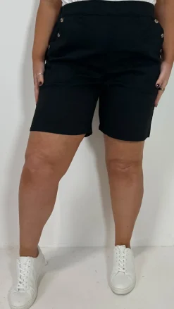 CurveWow Denim Button Side Short Black